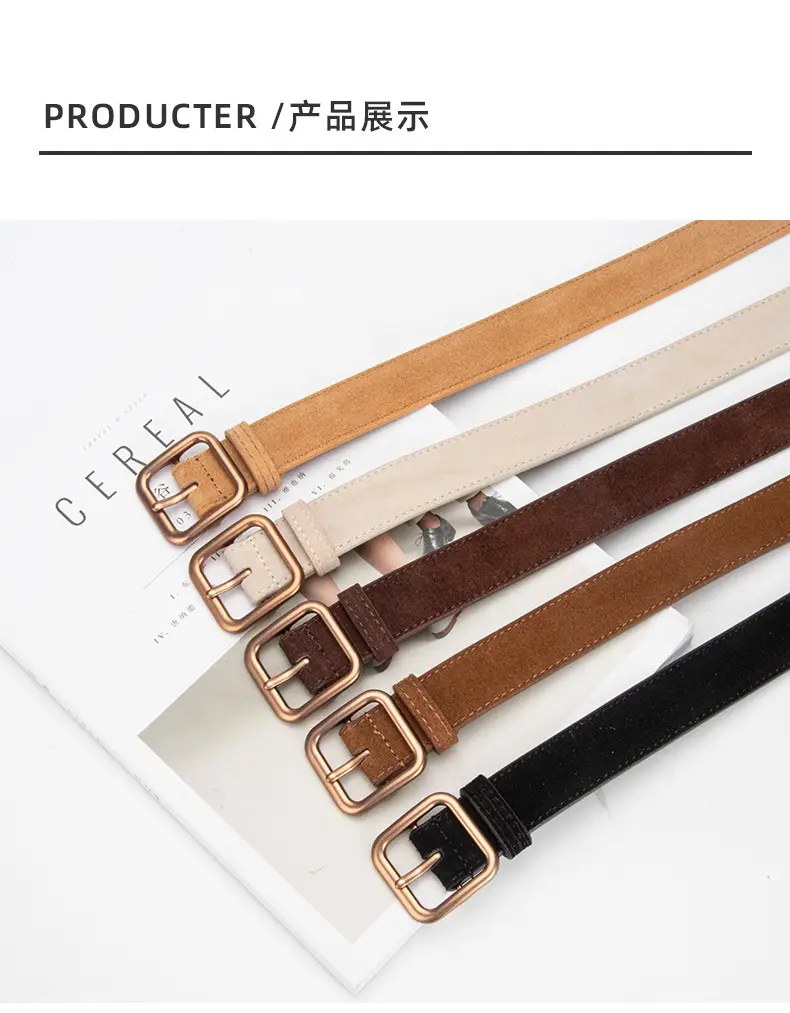 Women's Korean Style Anti-Velvet Belt White Brown — feature 10