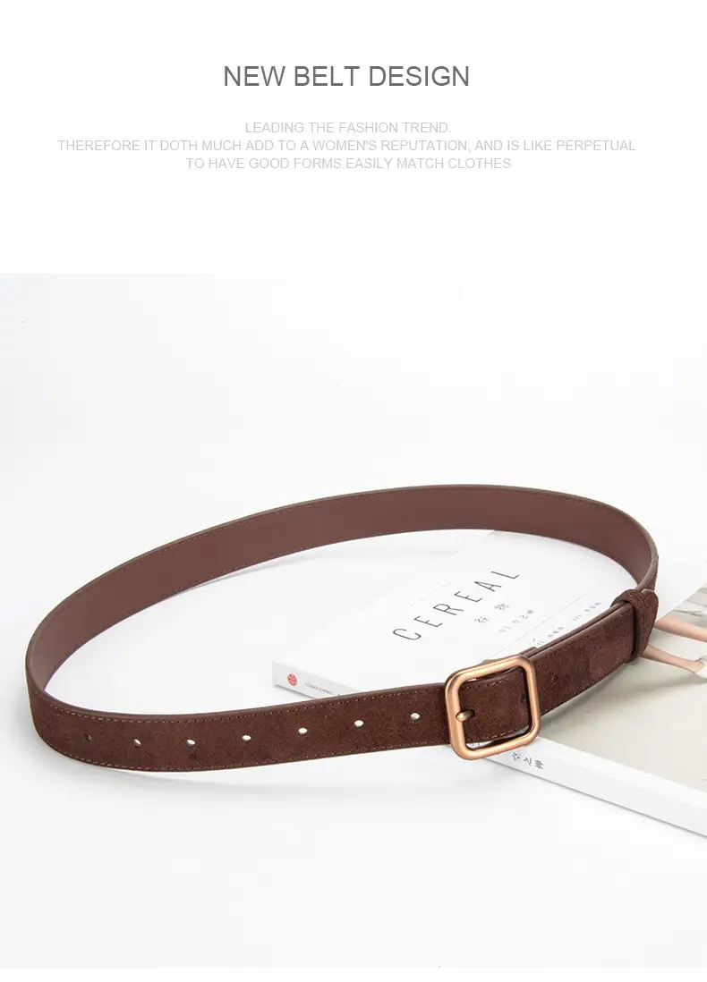 Women's Korean Style Anti-Velvet Belt White Brown — feature 11