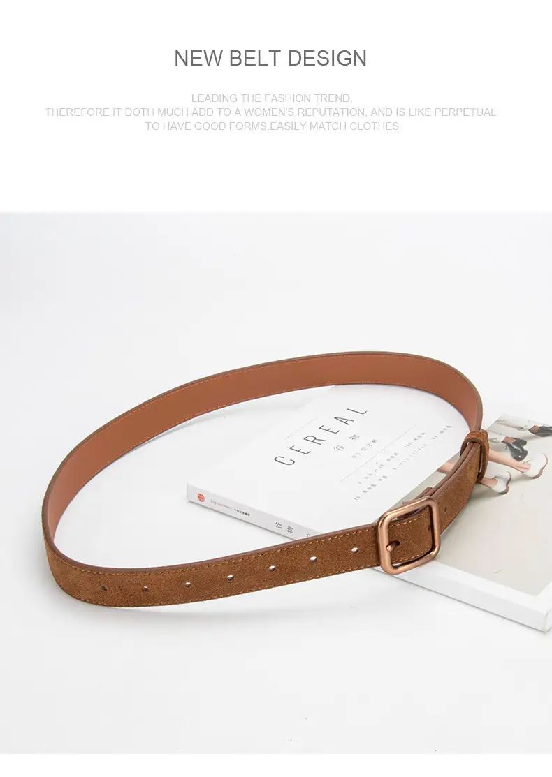 Women's Korean Style Anti-Velvet Belt White Brown — feature 13