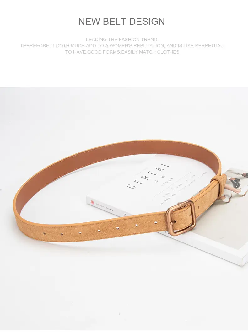 Women's Korean Style Anti-Velvet Belt White Brown — feature 14