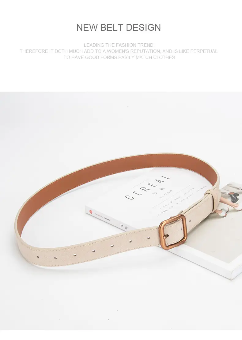 Women's Korean Style Anti-Velvet Belt White Brown — feature 15