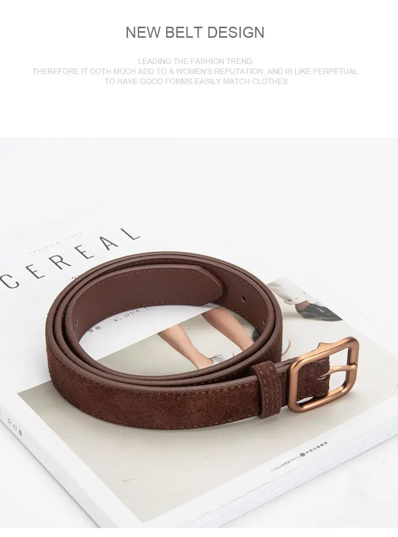 Women's Korean Style Anti-Velvet Belt White Brown — feature 16