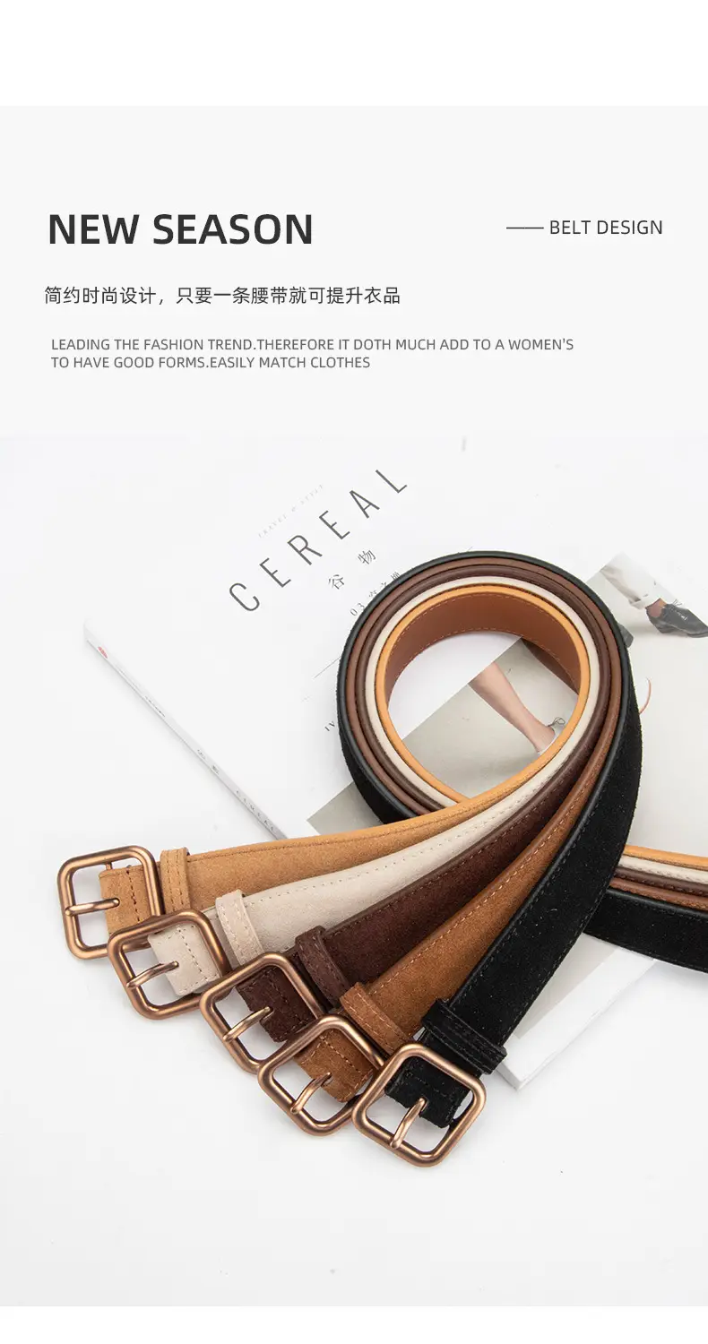 Women's Korean Style Anti-Velvet Belt White Brown — feature 4