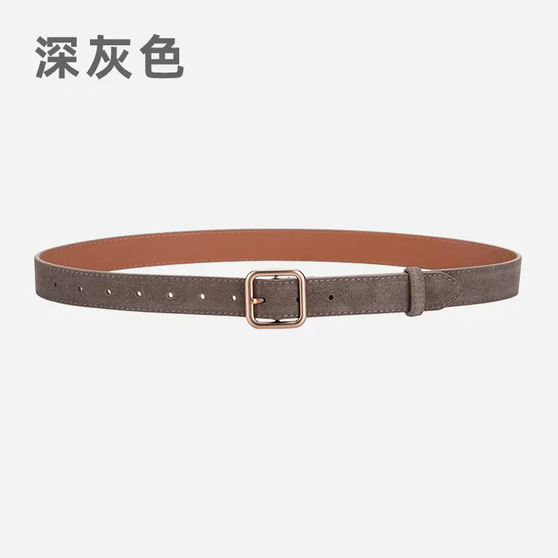 Women's Korean Style Anti-Velvet Belt White Brown - Image 11