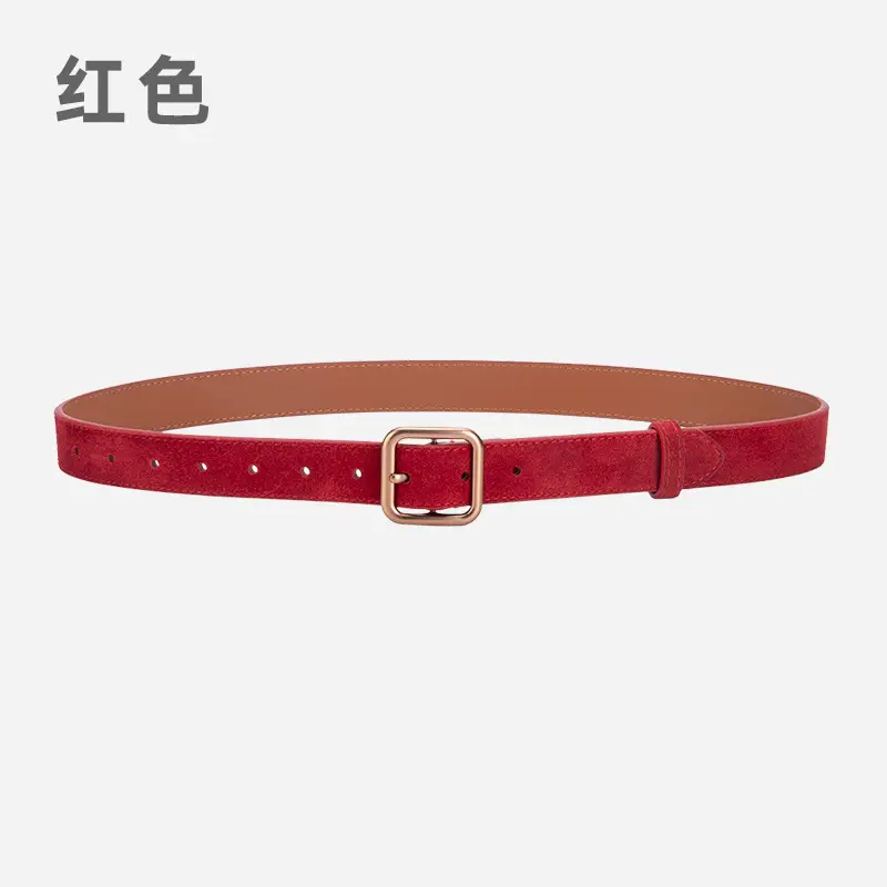 Women's Korean Style Anti-Velvet Belt White Brown - Image 2