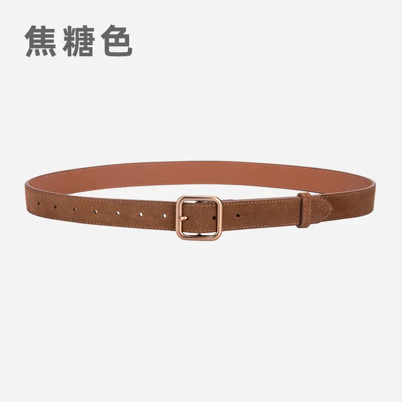 Women's Korean Style Anti-Velvet Belt White Brown - Image 3