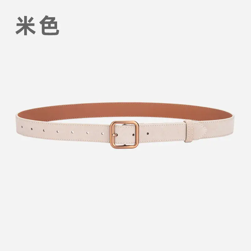 Women's Korean Style Anti-Velvet Belt White Brown - Image 8