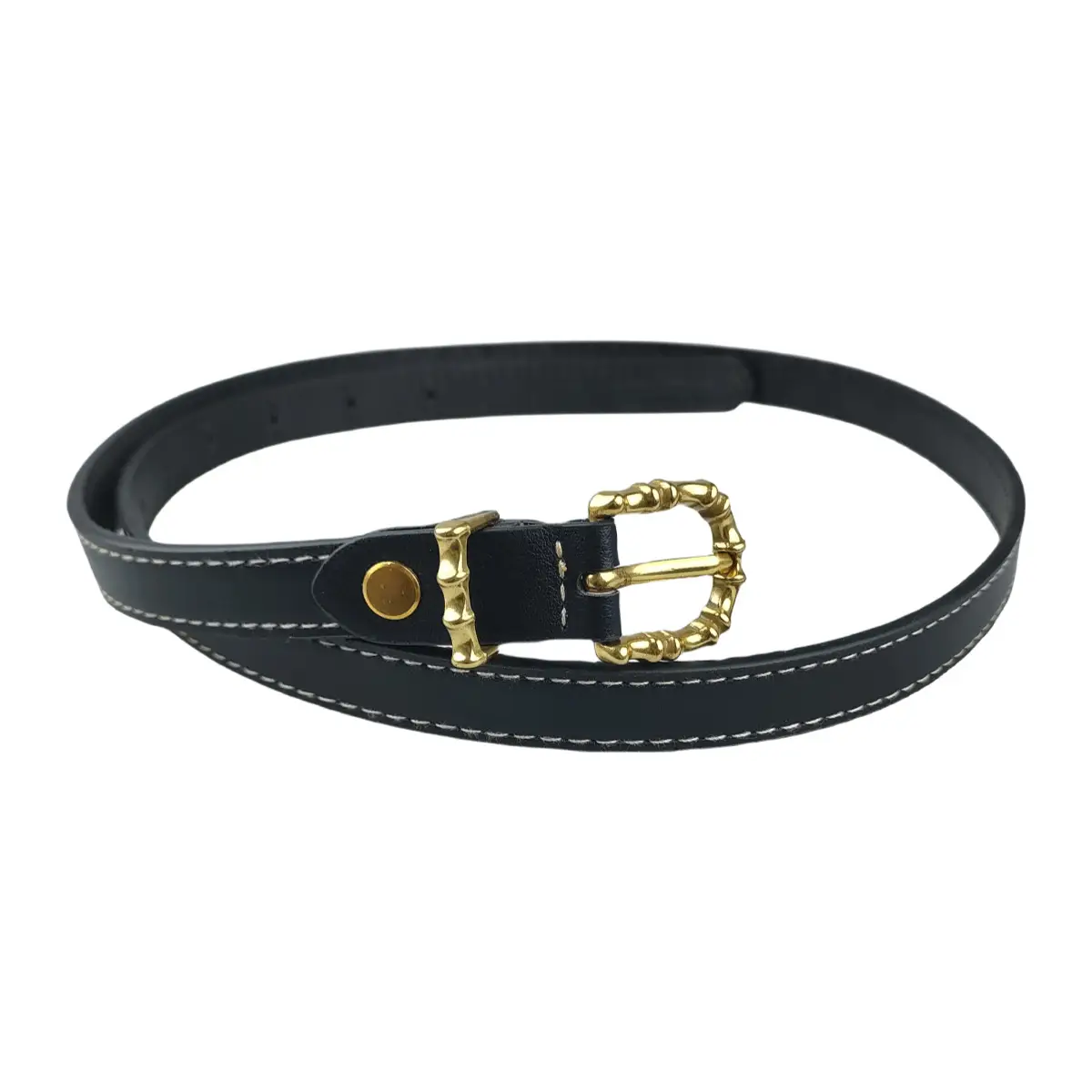 Black PU Belt with Vintage Gold Buckle for Women - Image 4