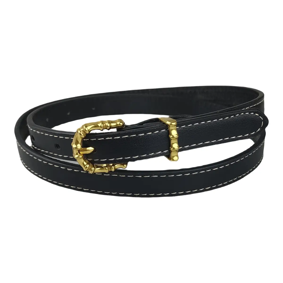 Black PU Belt with Vintage Gold Buckle for Women - Image 6