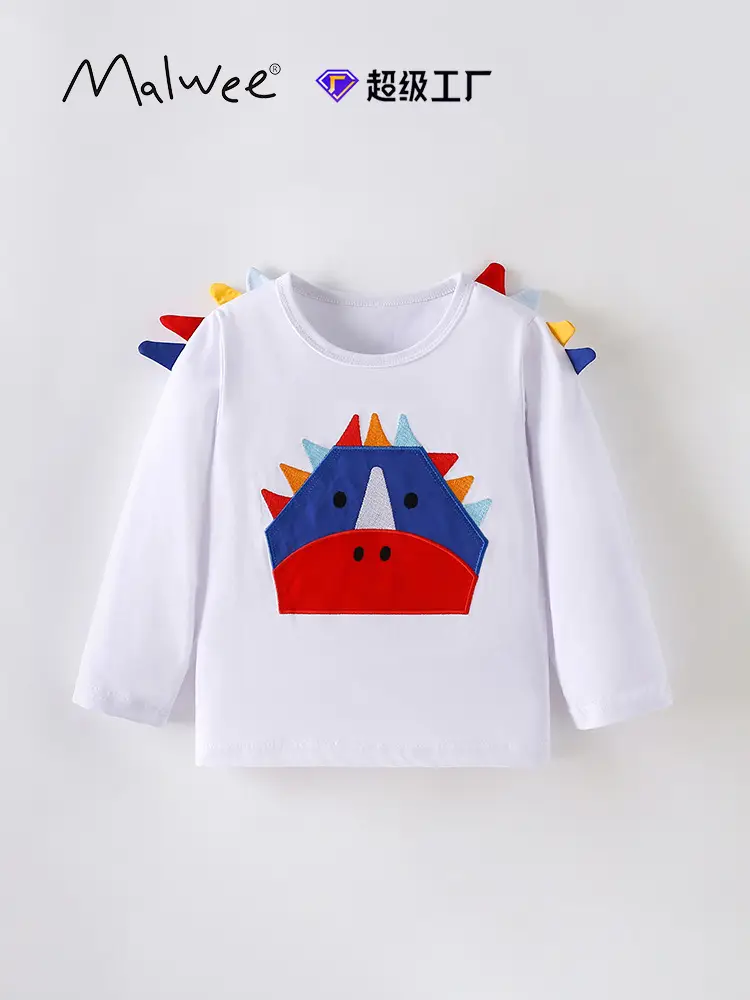 Malwee Boys Round Neck T-Shirt White with Colorful Design