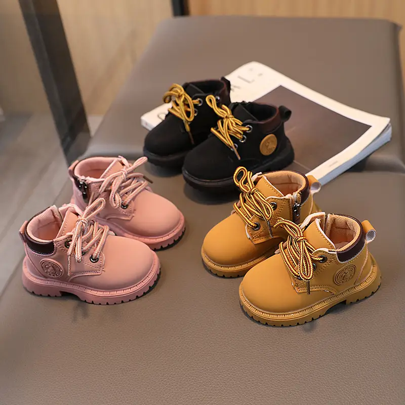 Autumn New Baby Shoes Children's Martin Boots Girls Yellow Boots Leather Ankle Boots Boys Soft Sole Toddler Shoes