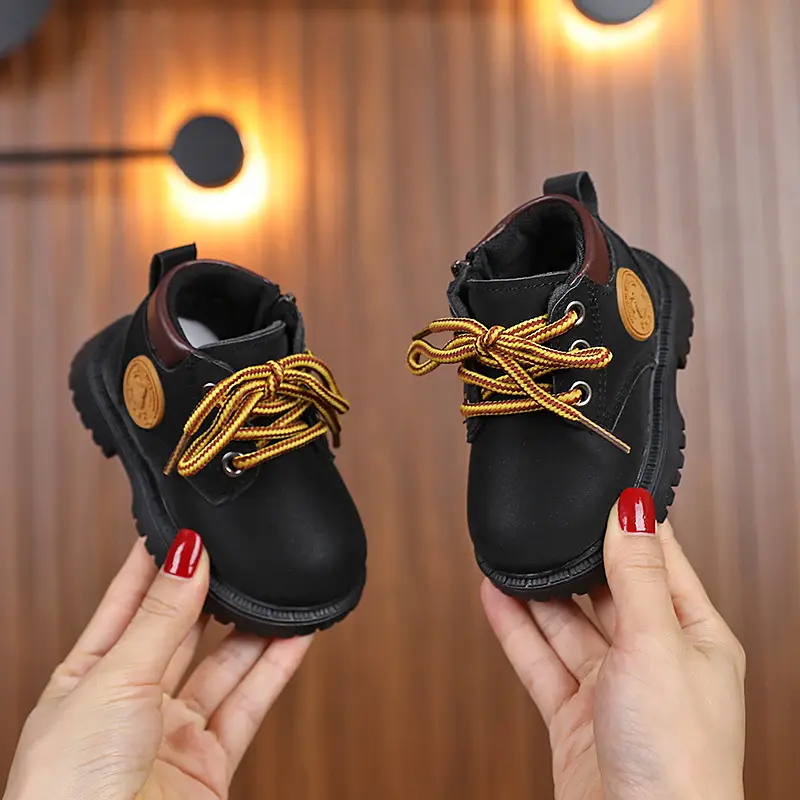 Autumn New Baby Shoes Children's Martin Boots Girls Yellow Boots Leather Ankle Boots Boys Soft Sole Toddler Shoes