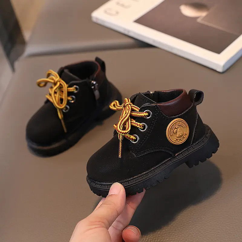 Autumn New Baby Shoes Children's Martin Boots Girls Yellow Boots Leather Ankle Boots Boys Soft Sole Toddler Shoes
