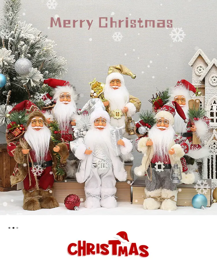 Christmas Old Man Doll Santa Window Decor 30cm White — feature 3