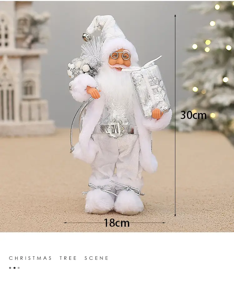 Christmas Old Man Doll Santa Window Decor 30cm White — feature 5