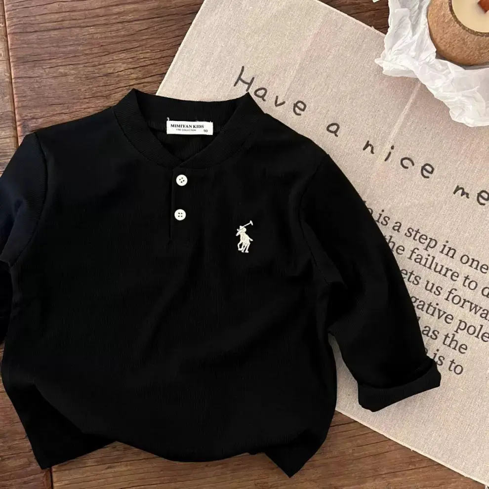 Tongxingyuan Boys Polo T-Shirt Navy Blue Long Sleeve - Image 7