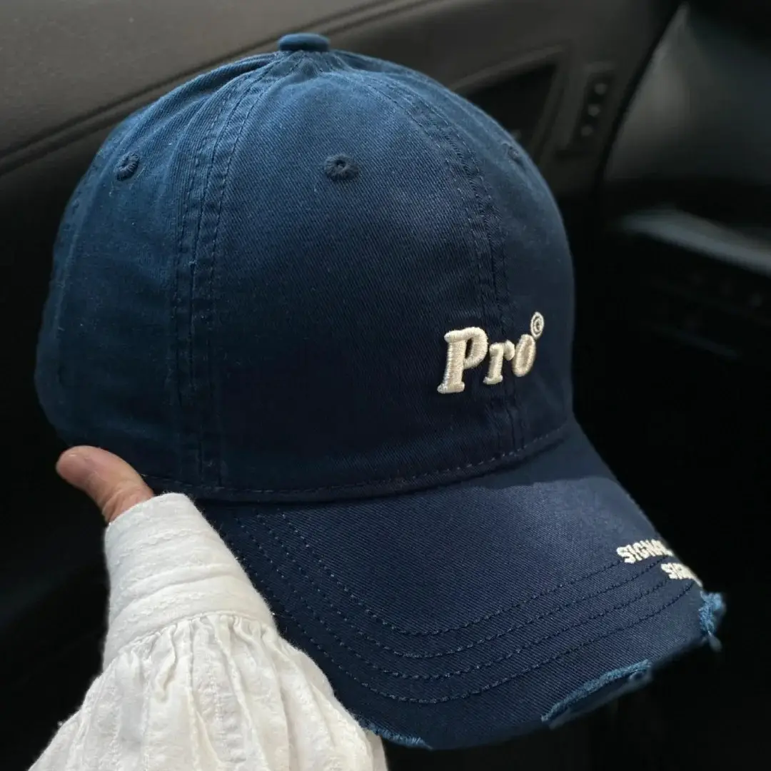 Navy Blue Pro Baseball Cap for Girls Round Face