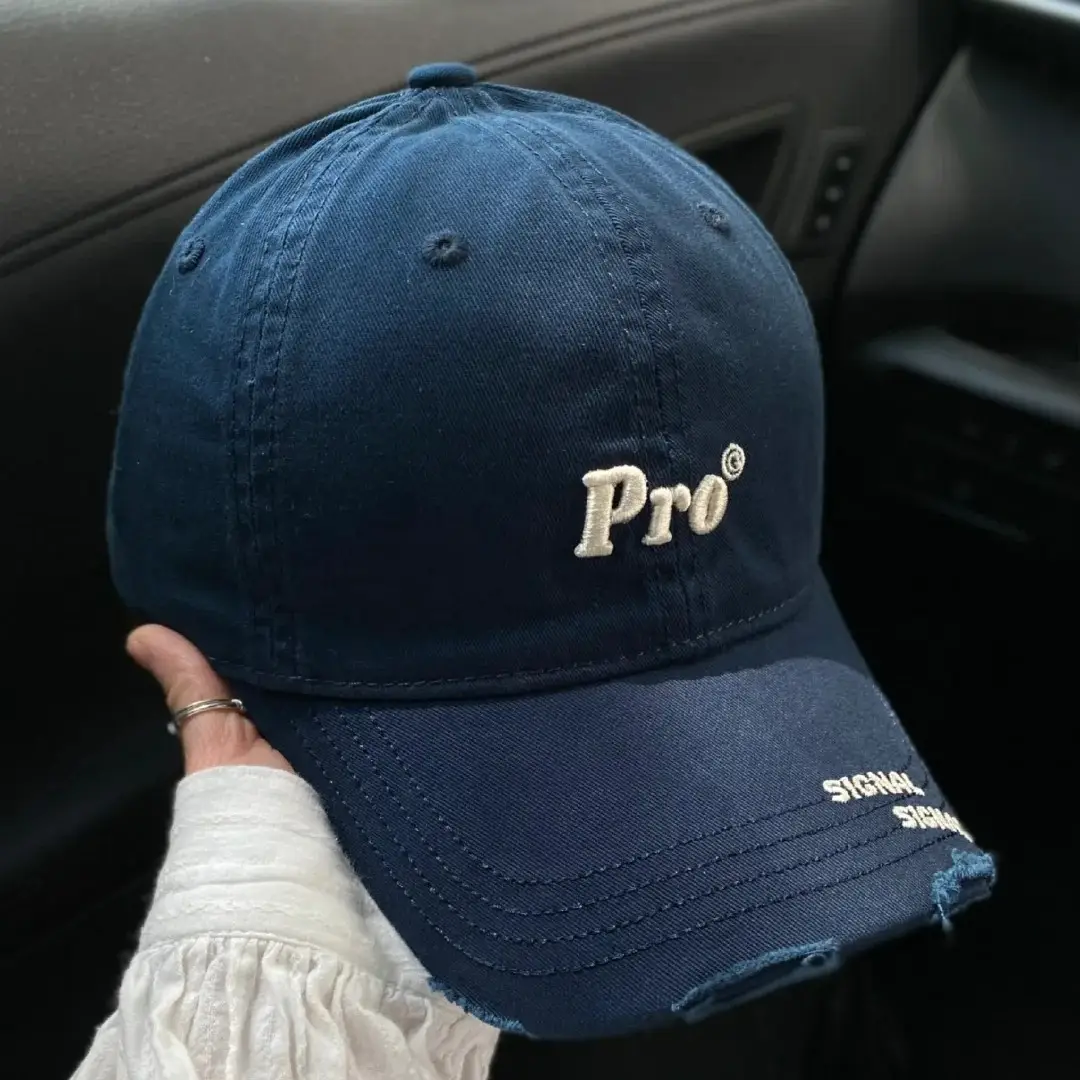 Navy Blue Pro Baseball Cap for Girls Round Face