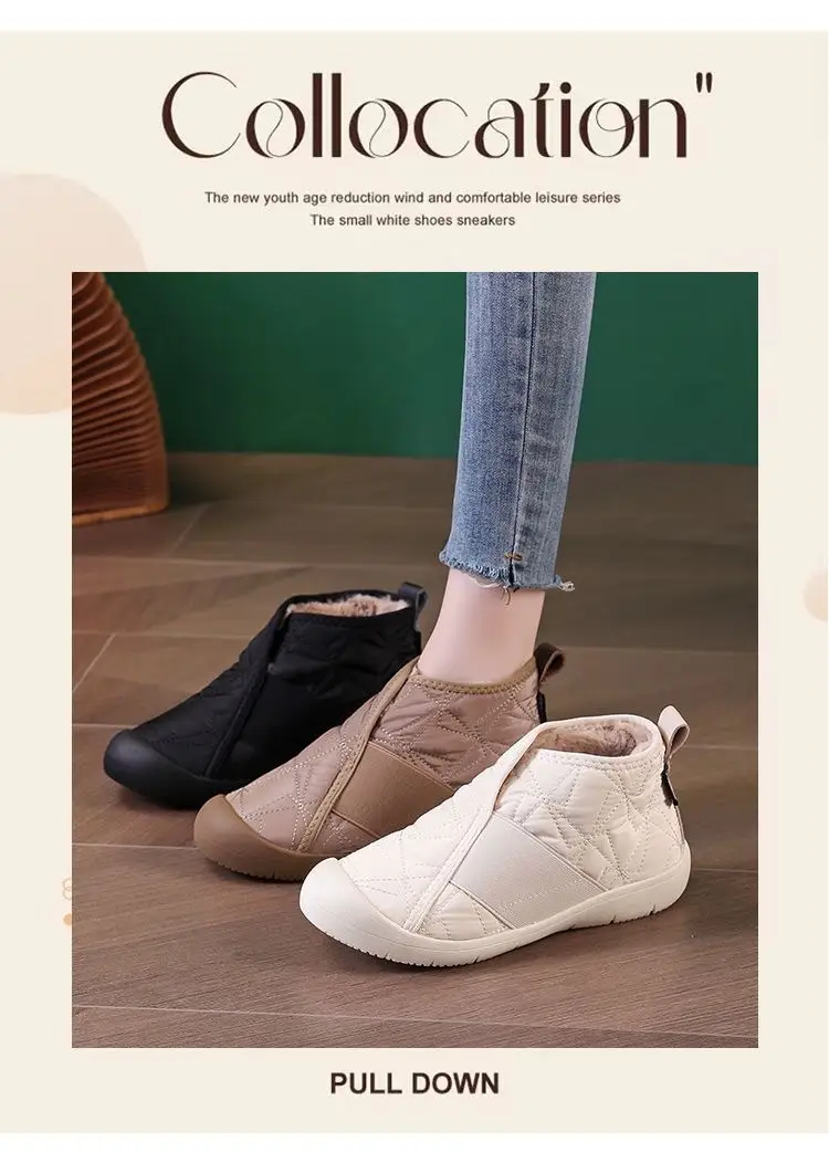 Winter New Short Boots Women's Cotton Shoes fleece-lined Thickened Warm Snow Boots Waterproof Non-slip Plus Size Casual Cotton Boots — feature 15