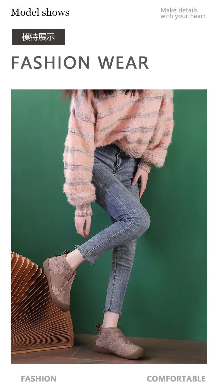 Winter New Short Boots Women's Cotton Shoes fleece-lined Thickened Warm Snow Boots Waterproof Non-slip Plus Size Casual Cotton Boots — feature 21