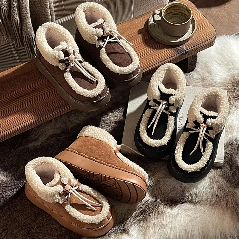 Nanbo Wan Snow Boots Women's Winter Retro All-match Thick Bottom EVA Non-slip New Style Outer Wear Lace-up Cotton Shoes All-inclusive Heel - Image 4