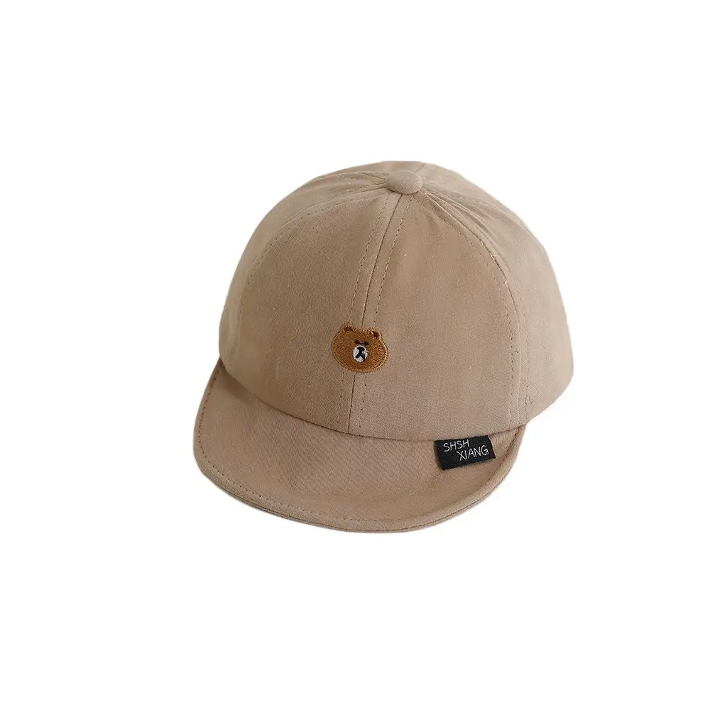 Korean Baby Soft Brim Cap Bear Embroidered Grey - Image 11