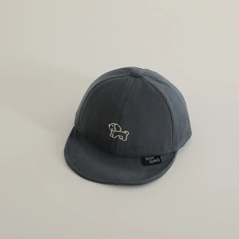 Baby Cap Grey Embroidered Korean Style - Image 5