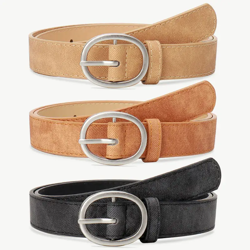 Women's Tan Suede Oval Belt Casual Wear - Image 7