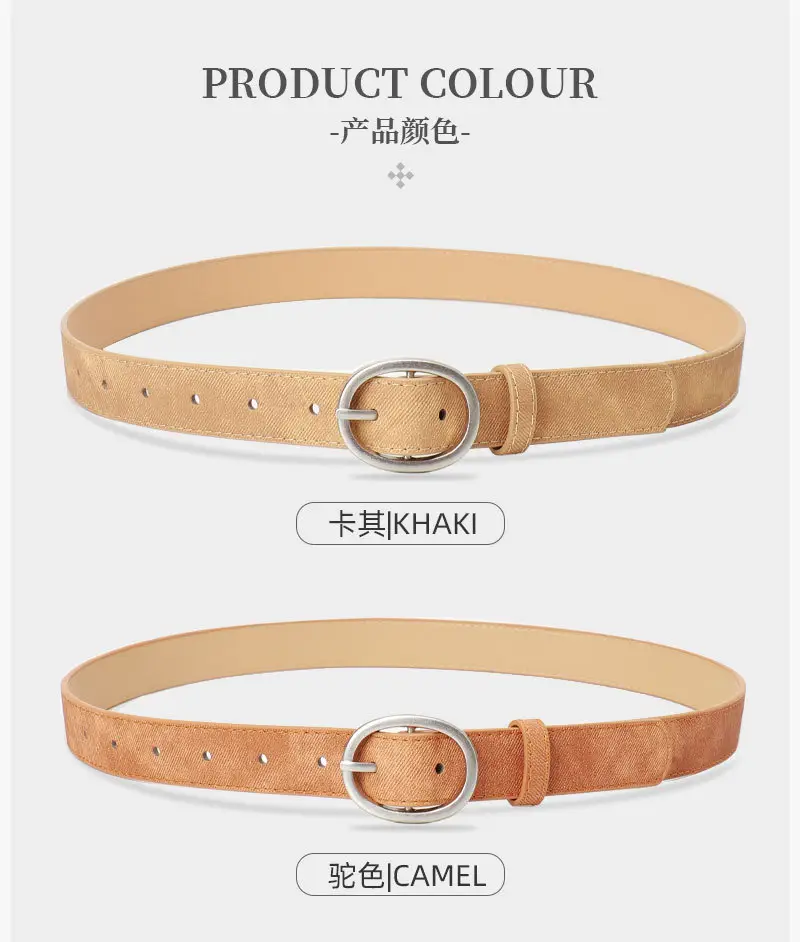 Women's Tan Suede Oval Belt Casual Wear — feature 19