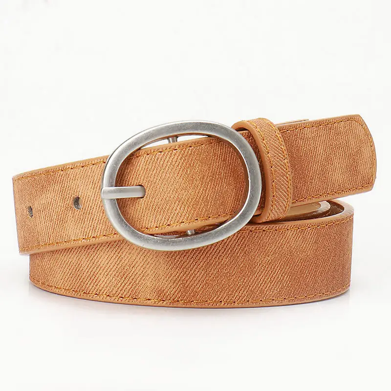 Women's Tan Suede Oval Belt Casual Wear - Image 3