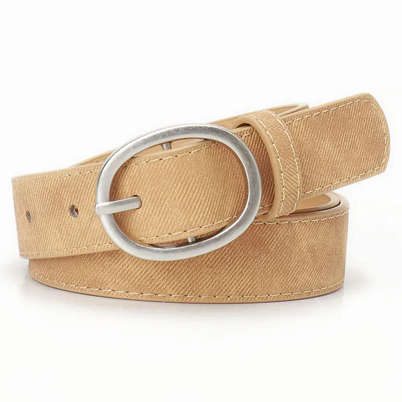 Women's Tan Suede Oval Belt Casual Wear - Image 5