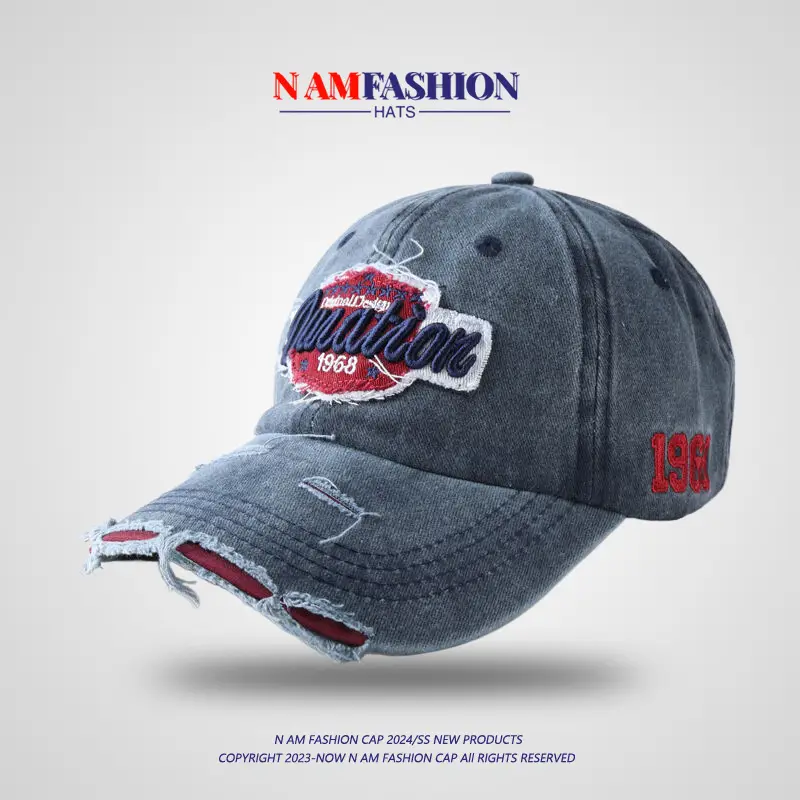 Vintage Old English Baseball Cap Women Korean Embroidery Men Trendy - Image 3
