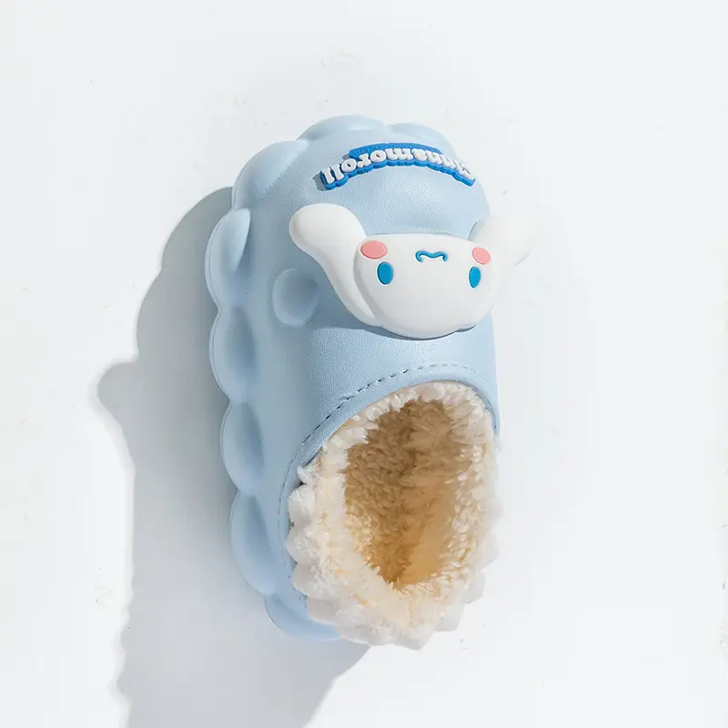Sanrio Plush Cartoon Cotton Slippers for Women Winter Indoor Home Non-Slip Rabbit Fur Cotton Slippers Cinnamon Cute Big-Eared Dog