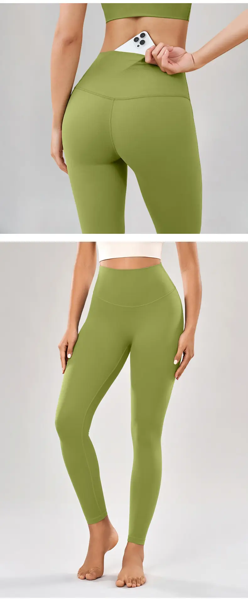 Peach Yoga Pants with Belt Pocket Fitness Wear — feature 14