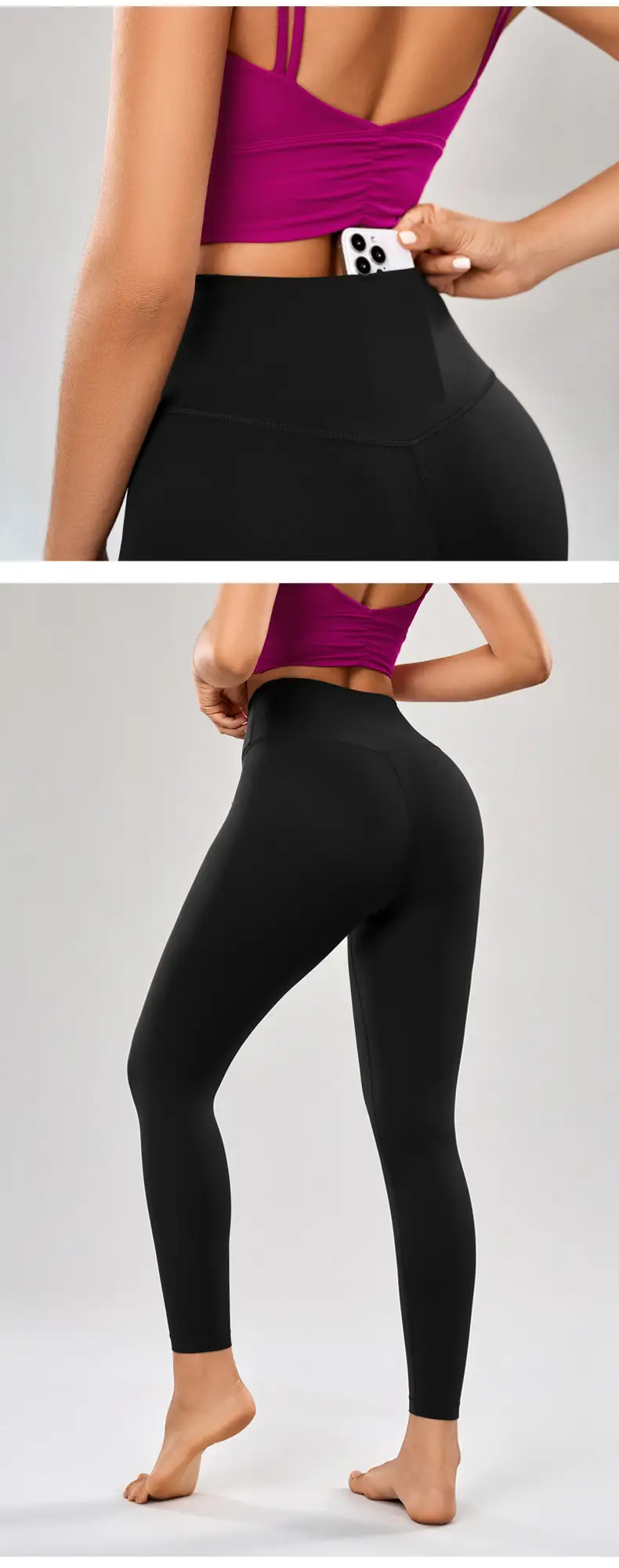 Peach Yoga Pants with Belt Pocket Fitness Wear — feature 17