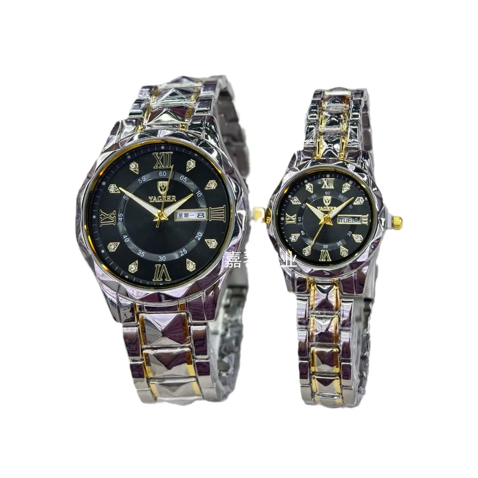 Men & Women Quartz Watch Blue Dial Gold Bracelet
