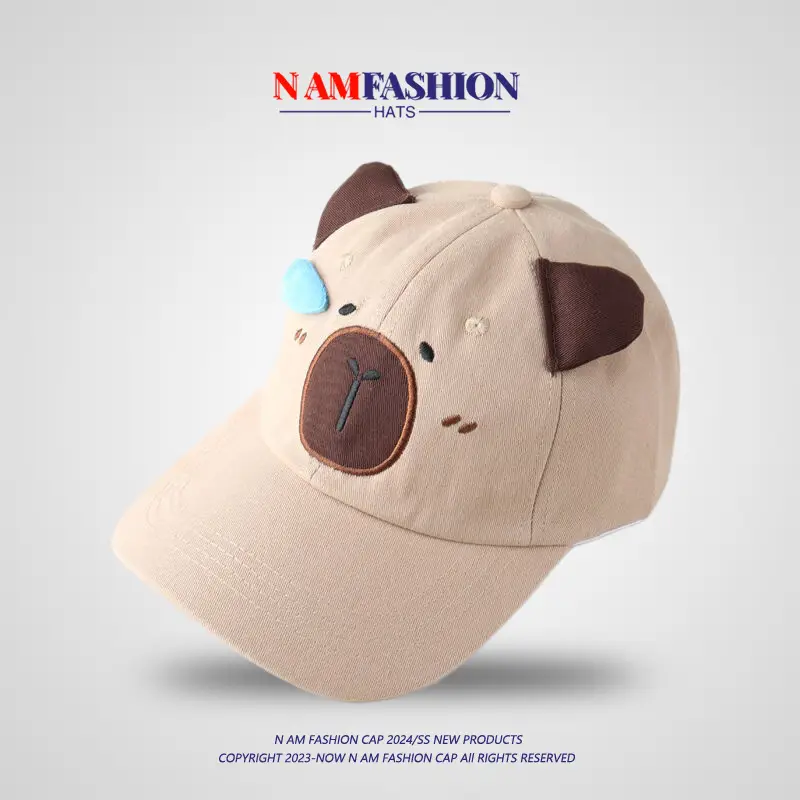 Cute Face Capibala Brown Baseball Cap Women — feature 2