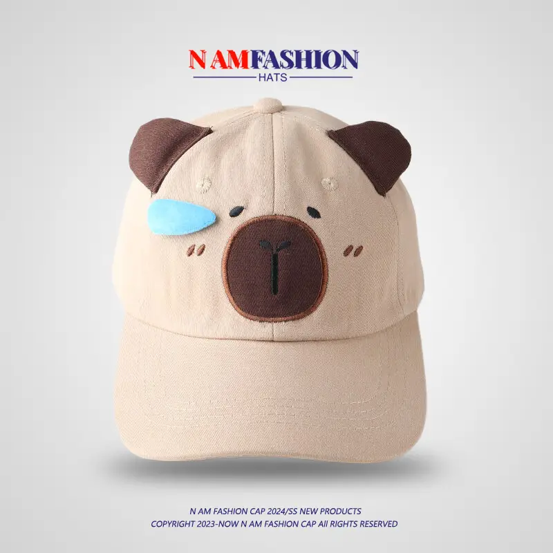 Cute Face Capibala Brown Baseball Cap Women — feature 3