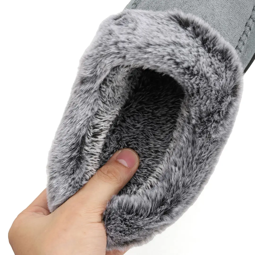 Cross-border New Wholesale Men's Faded Fur Mouth Mark Shoes Home Warm Outer Wear fleece-lined Non-slip Thick Cotton Slippers — feature 11