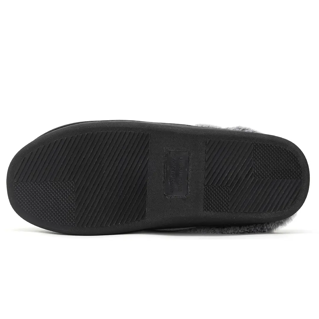 Cross-border New Wholesale Men's Faded Fur Mouth Mark Shoes Home Warm Outer Wear fleece-lined Non-slip Thick Cotton Slippers — feature 6