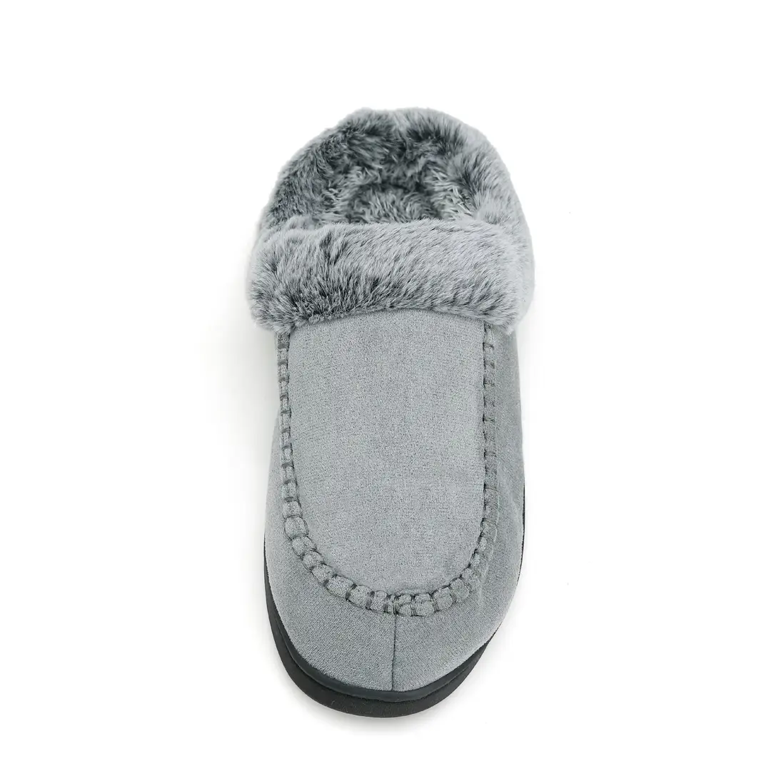 Cross-border New Wholesale Men's Faded Fur Mouth Mark Shoes Home Warm Outer Wear fleece-lined Non-slip Thick Cotton Slippers — feature 8