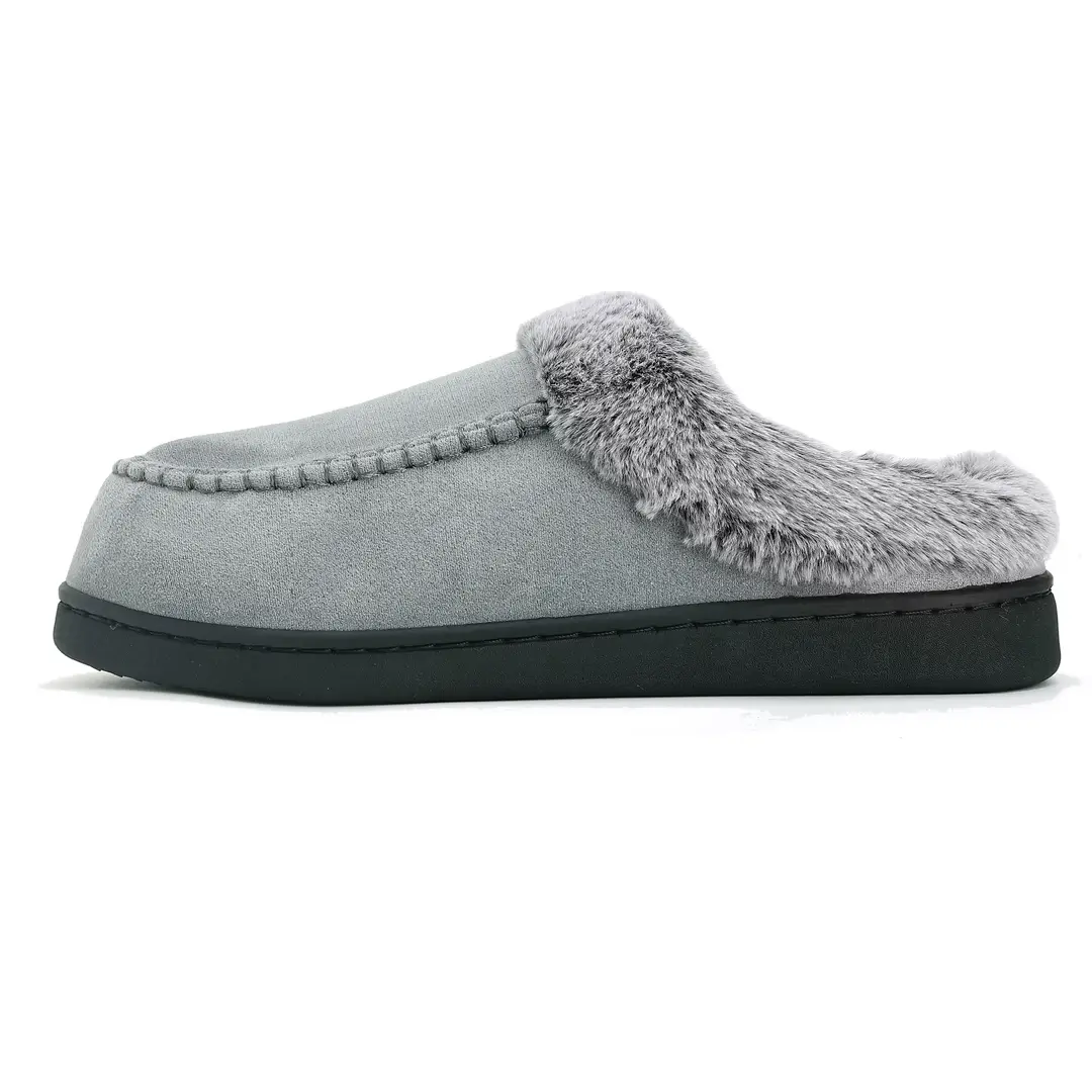 Cross-border New Wholesale Men's Faded Fur Mouth Mark Shoes Home Warm Outer Wear fleece-lined Non-slip Thick Cotton Slippers — feature 9