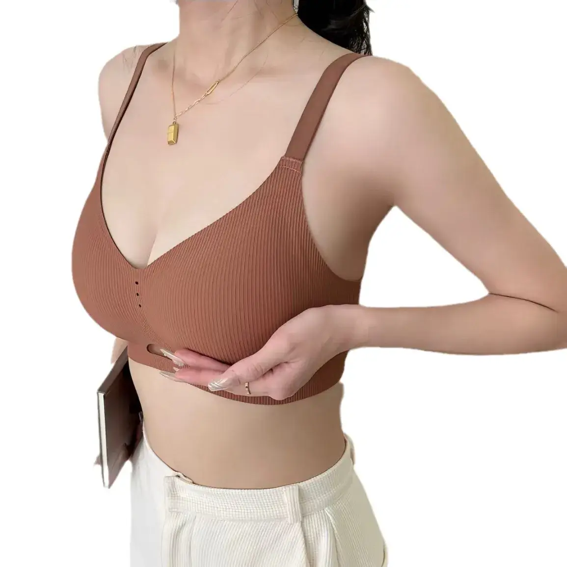 Girl's Bra Oxygen Cotton Jelly Soft Lacquer Hollow Mesh Sport Style Grey Maillard Bra