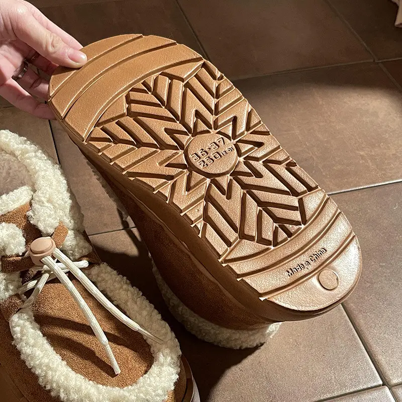 Warm Edge Snow Boots Women's Winter Retro All-match Thick-soled EVA Non-slip New Style Outer Wear Lace-up Cotton Shoes All-inclusive Heel - Image 5