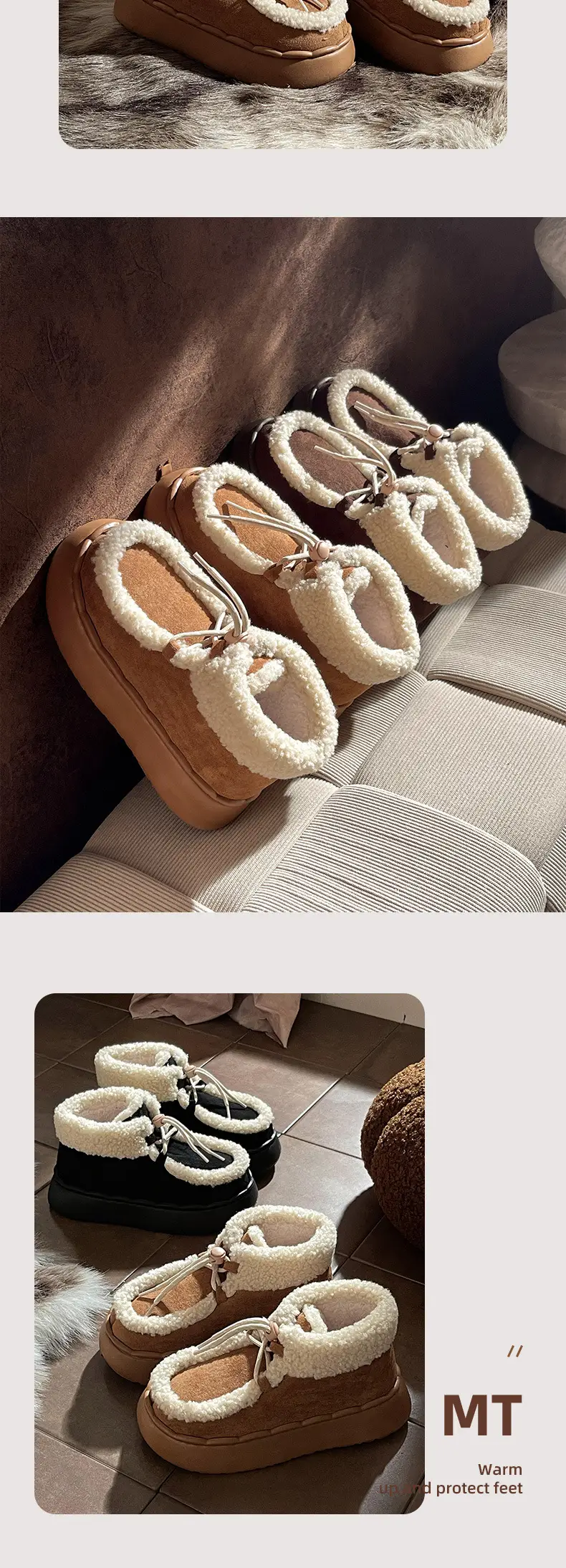 Warm Edge Snow Boots Women's Winter Retro All-match Thick-soled EVA Non-slip New Style Outer Wear Lace-up Cotton Shoes All-inclusive Heel — feature 10