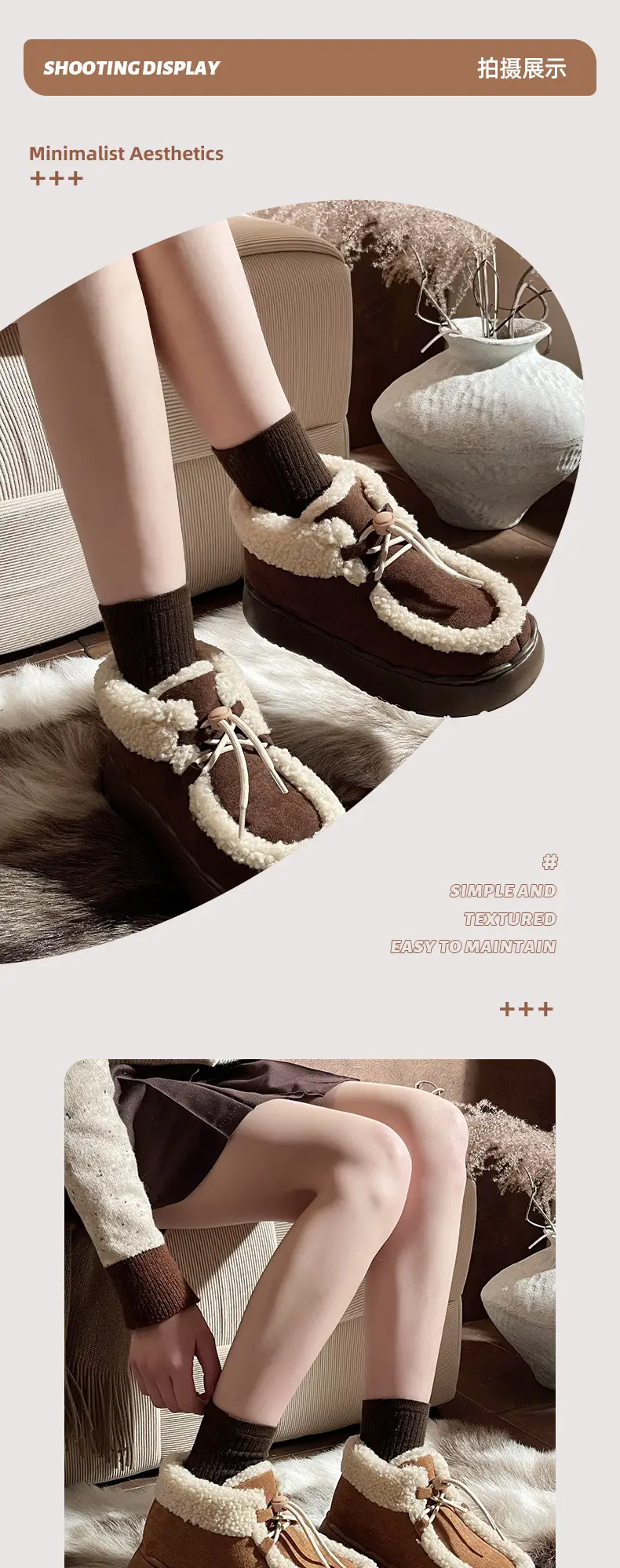 Warm Edge Snow Boots Women's Winter Retro All-match Thick-soled EVA Non-slip New Style Outer Wear Lace-up Cotton Shoes All-inclusive Heel — feature 9