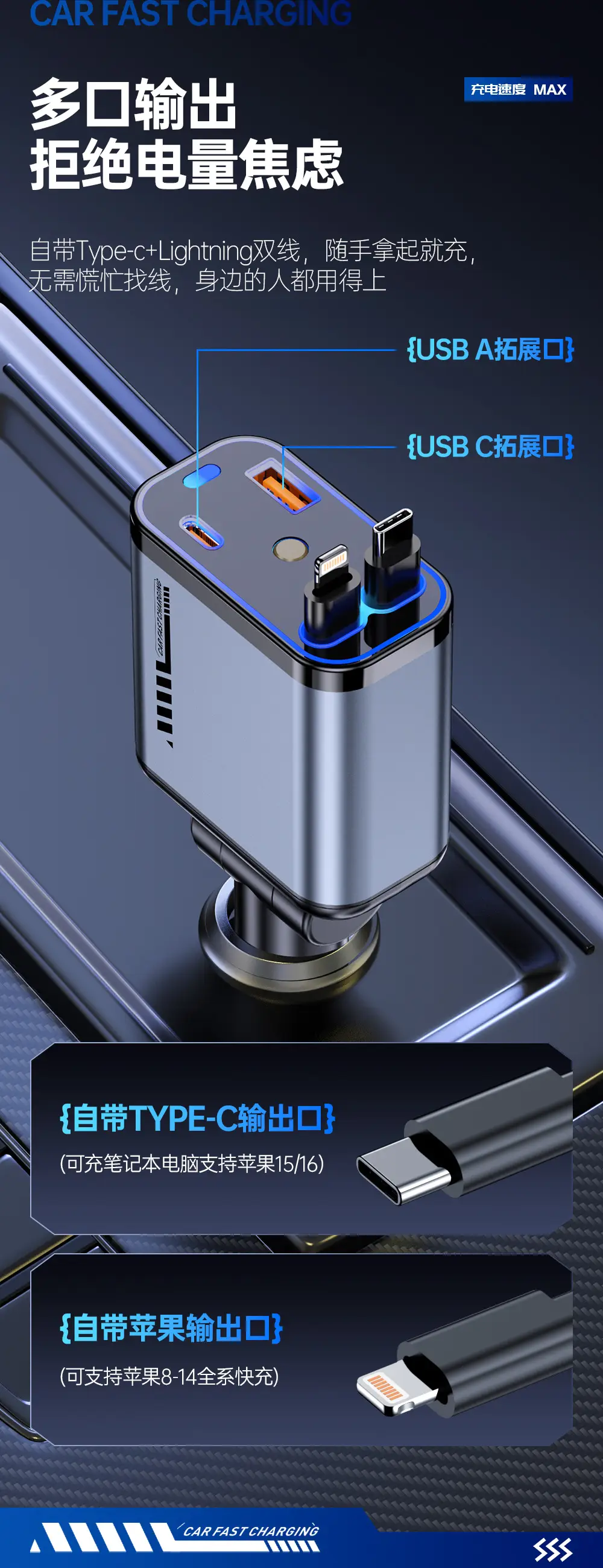 Super Fast Charging Car Charger with 4-in-1 Features — feature 2