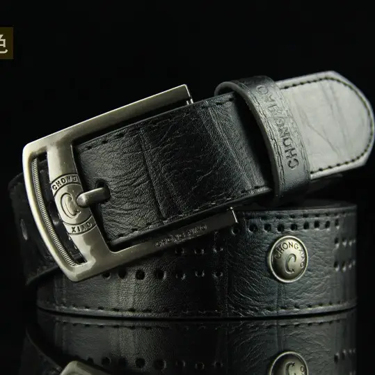 Men's Brown Leather Belt with Retro Buckle - Image 7