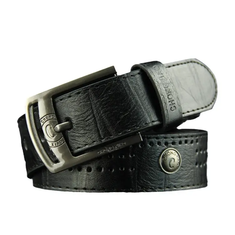Men's Brown Leather Belt with Retro Buckle - Image 8