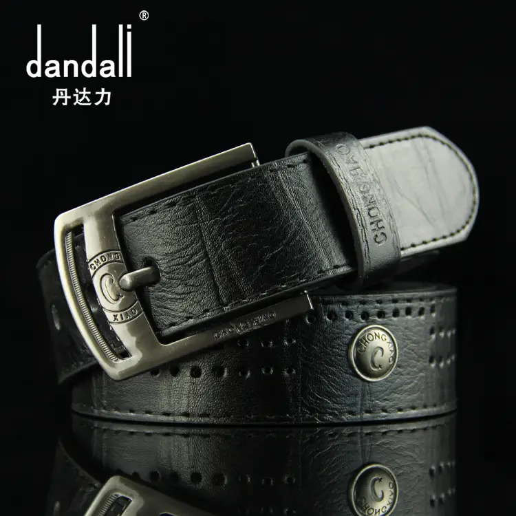 Men's Brown Leather Belt with Retro Buckle — feature 6